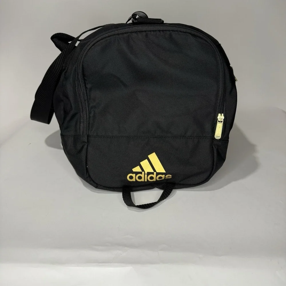 adidas Duffel Bag Gym Bag Black And Gold With Inside Zipper Pouch